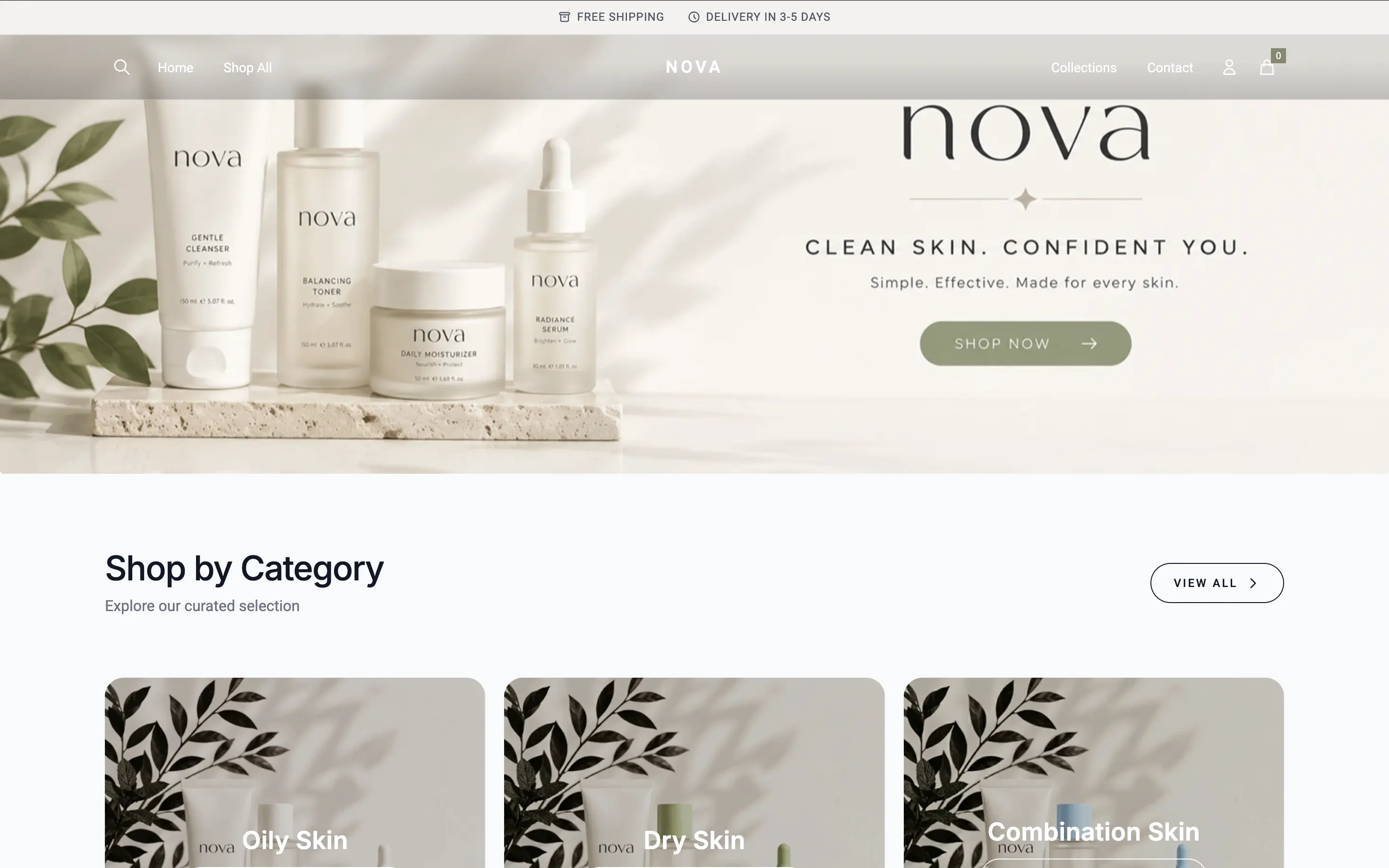 Nova storefront preview